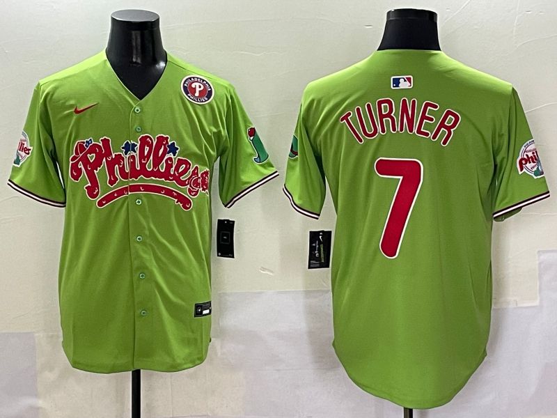 Men Philadelphia Phillies #7 Turner Green Five generations Joint Name 2025 Nike MLB Jersey style 5->philadelphia phillies->MLB Jersey